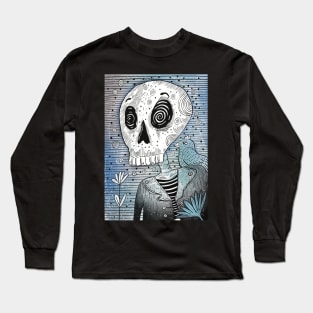 Skull and blue bird Long Sleeve T-Shirt